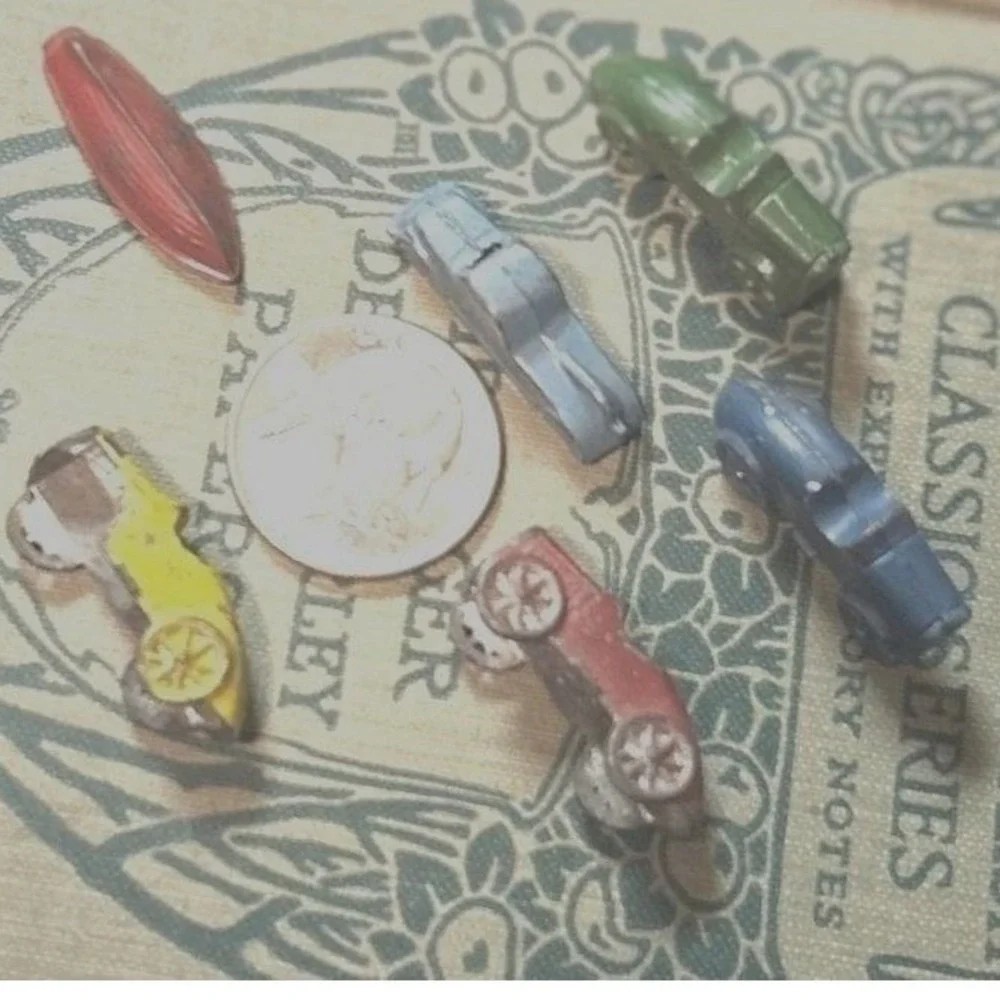Vintage‎ Slush Mold Lead Toy Cars & Boat Set of 6 Antique